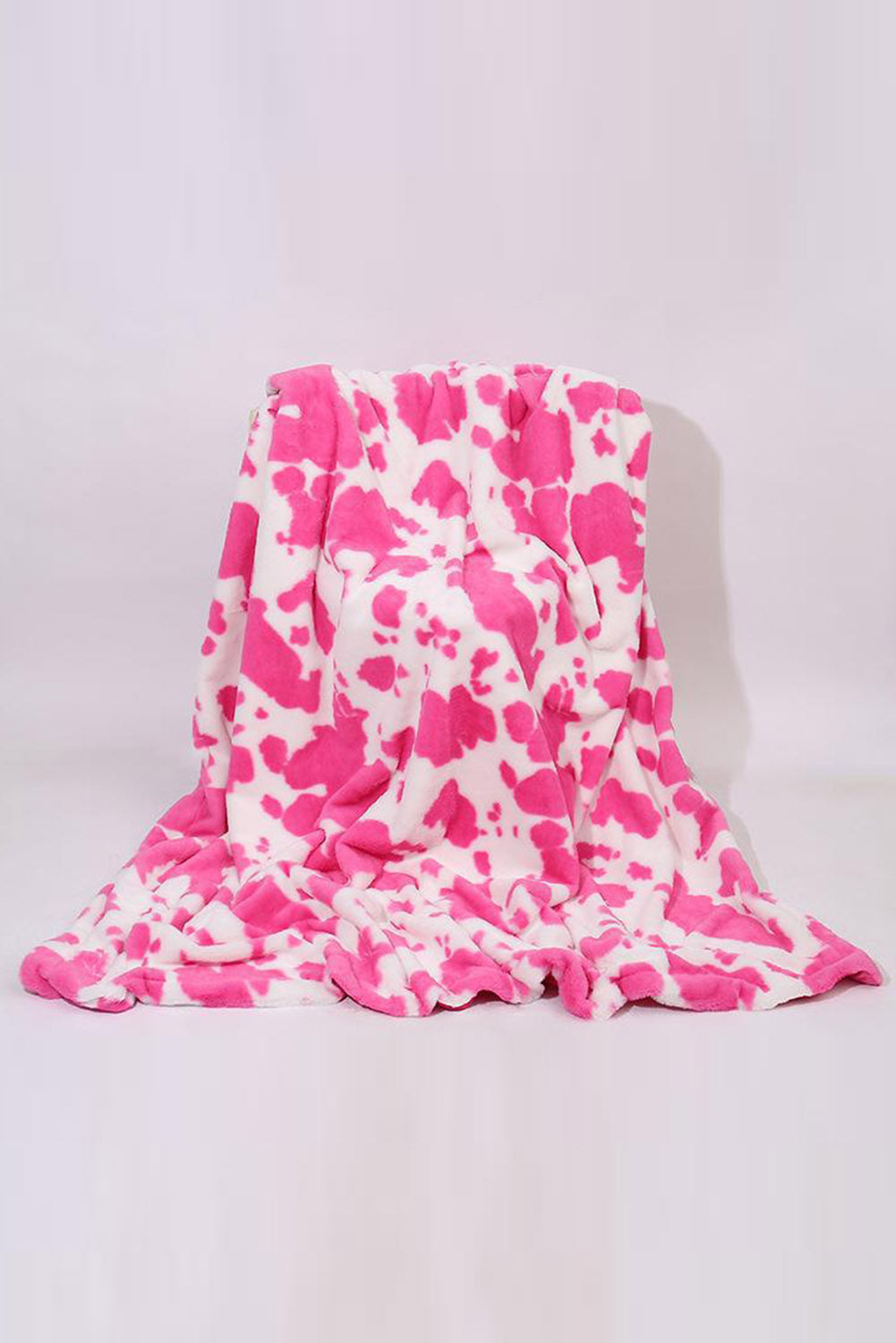 Dark Pink Cow Spot Print Flannel Blanket 75*100cm