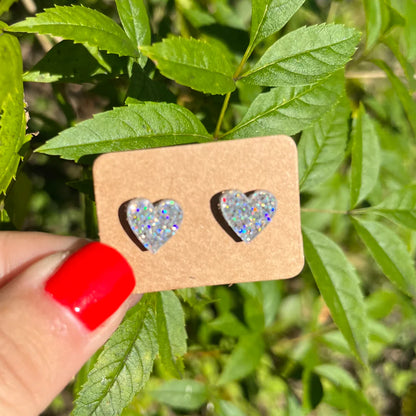 Glitter Hearts Acrylic Stud Earrings