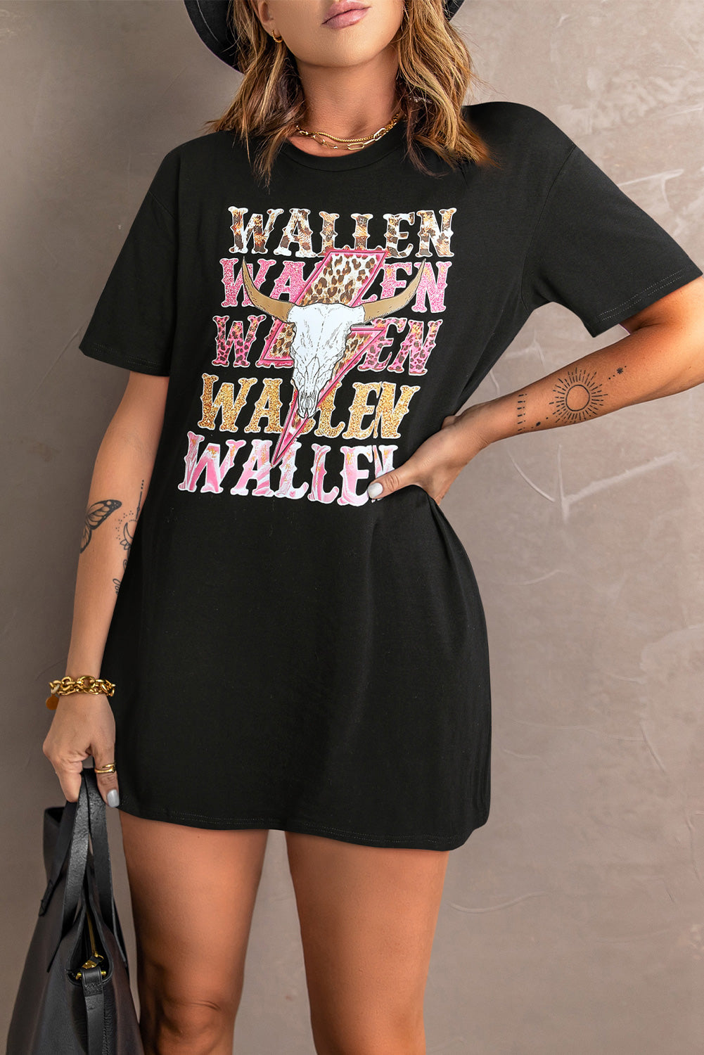 WALLEN Cow Skull Graphic Oversized Tee