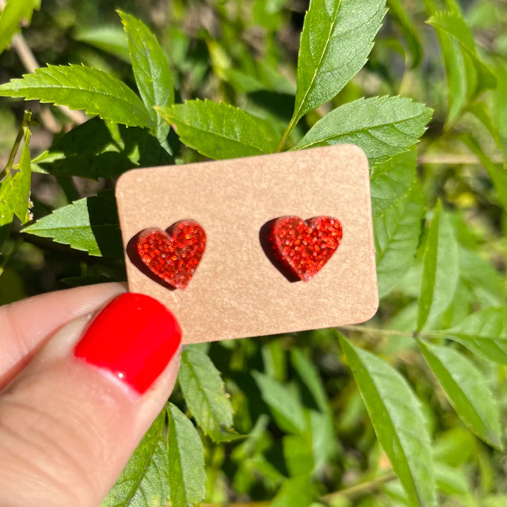 Glitter Hearts Acrylic Stud Earrings