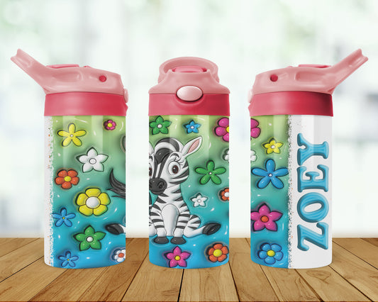 Personalized Zebra Kids Water Bottle