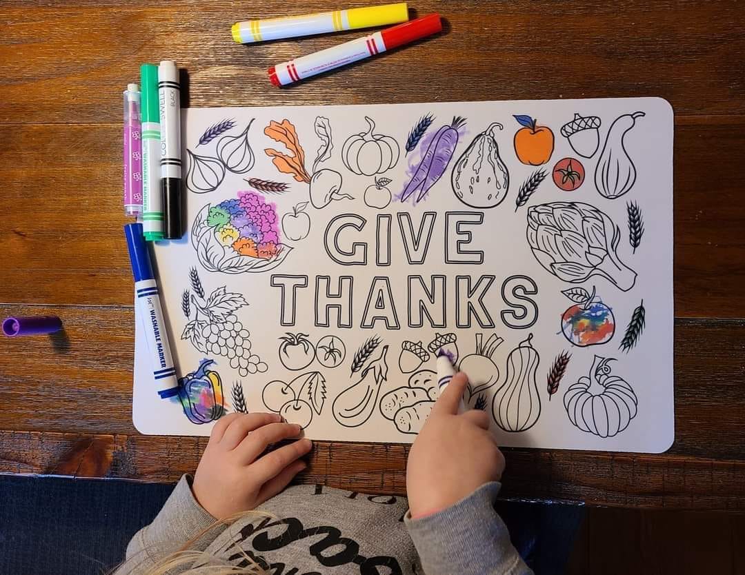 Give Thanks Activities Coloring Placemat