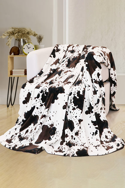 Dark Pink Cow Spot Print Flannel Blanket 75*100cm