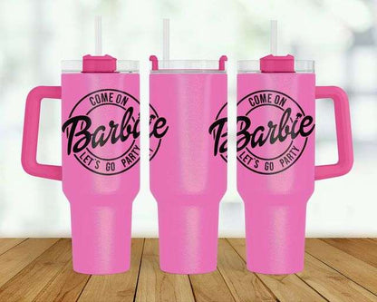 40oz Barbie Let's Go Party Tumbler 40 oz Tumbers Frankie's Fab Designs