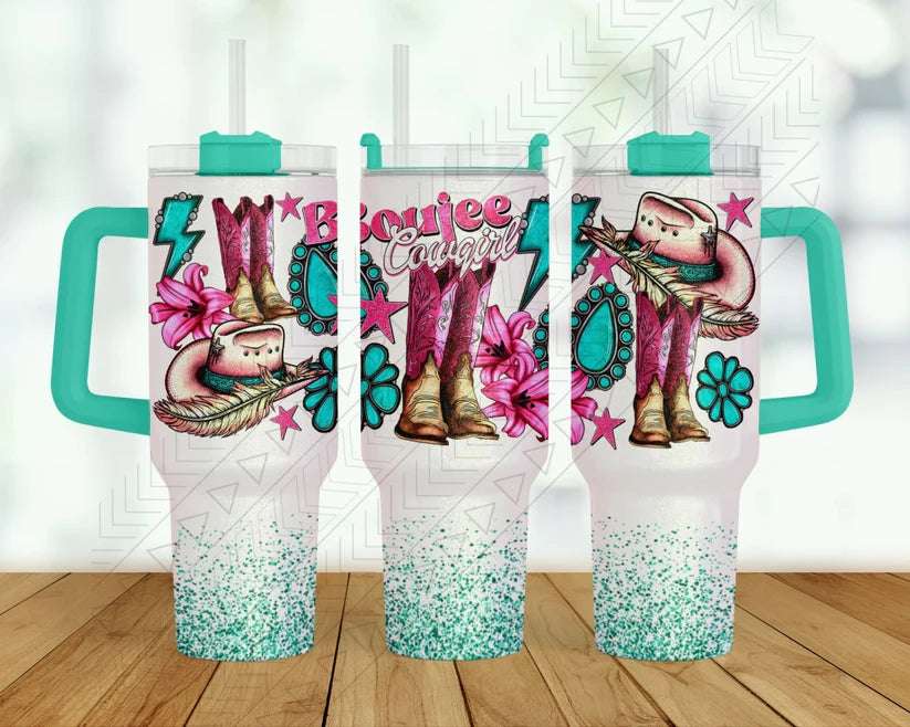 40oz Boujee Cowgirl Tumbler 40oz 40 oz Tumbers Frankie's Fab Designs