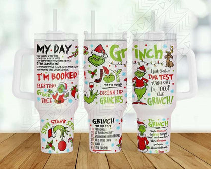 40oz Grinch Meanie Christmas Tumbler 40oz 40 oz Tumbers Frankie's Fab Designs