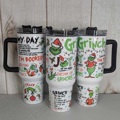 40oz Grinch Meanie Christmas Tumbler 40oz 40 oz Tumbers Frankie's Fab Designs