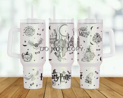 Harry Potter Stanley Tumbler Hp Witch Wizard Muggles Hogwarts Magic Wands  Owls Patterns Stainless Steel 40Oz Travel Cups With Handle 40 Oz - Laughinks