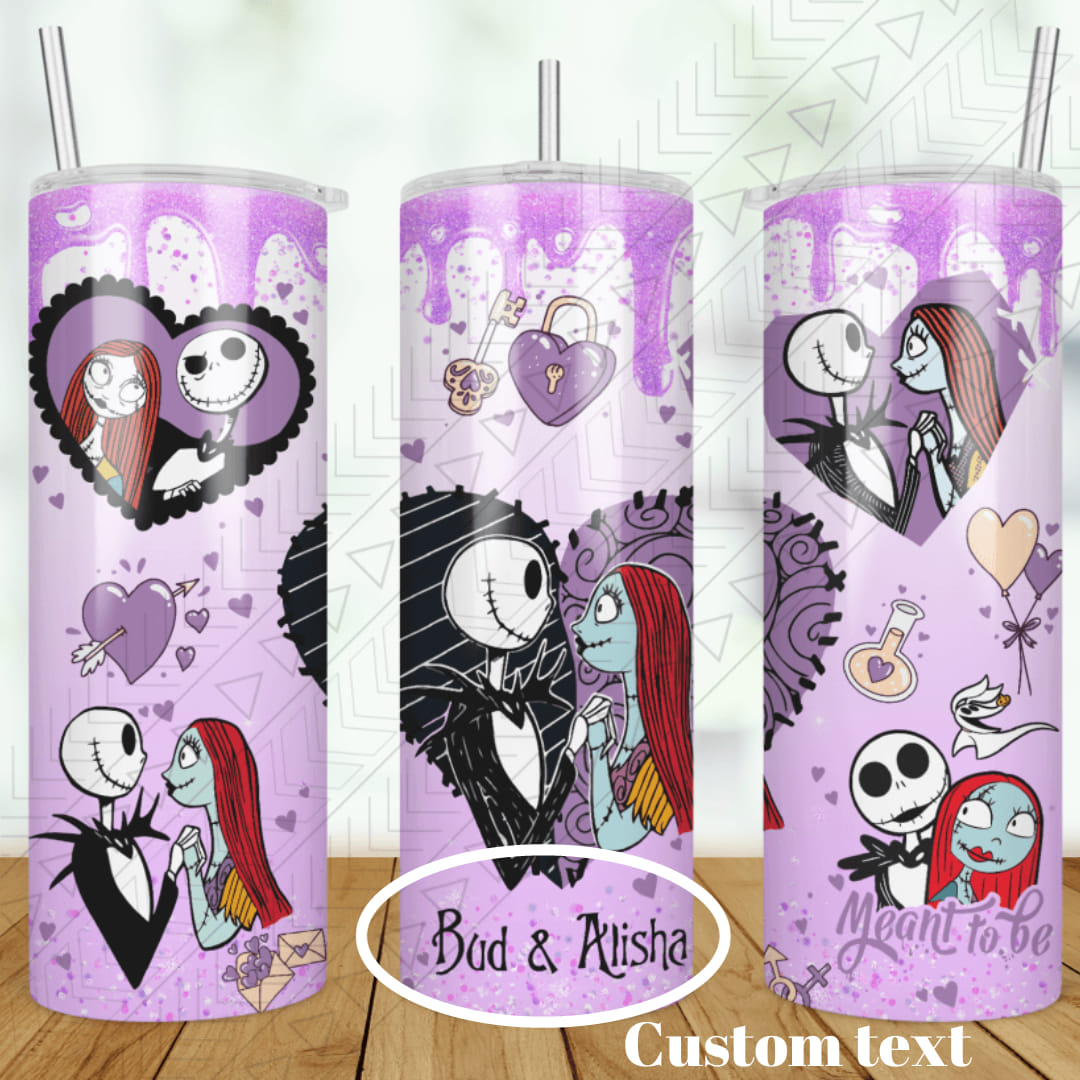 Personalized Nightmare Before Christmas Jack & Sally Love Tumbler