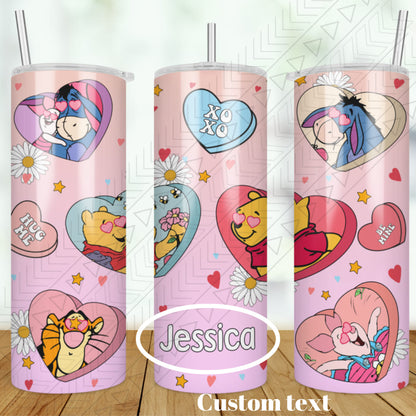 Winnie The Pooh Valentine Custom Tumbler