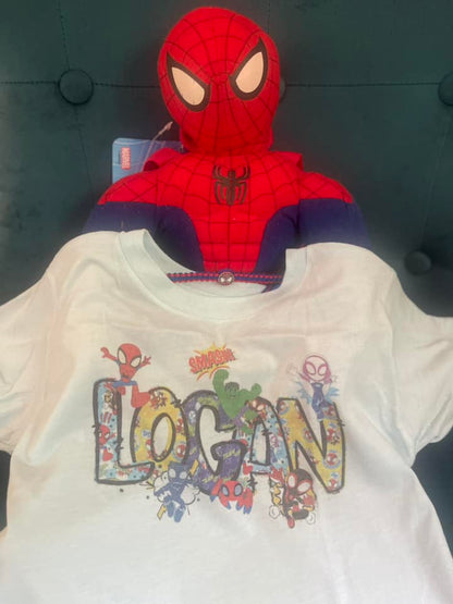 Personalized Spider Verse Miles Gwen Spiderman character name kids shirt