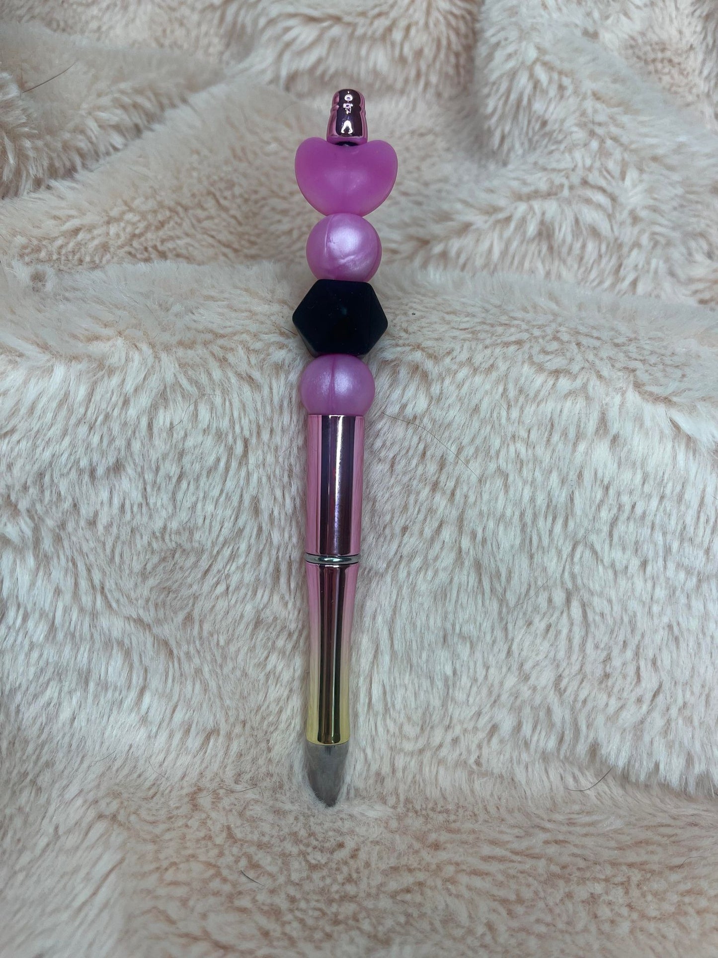 Pink Heart Beaded Pen