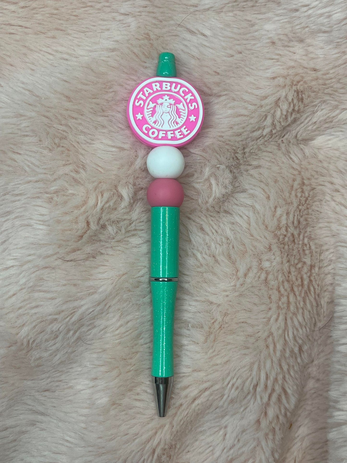 Pink Starbucks Coffee Beaded Pen