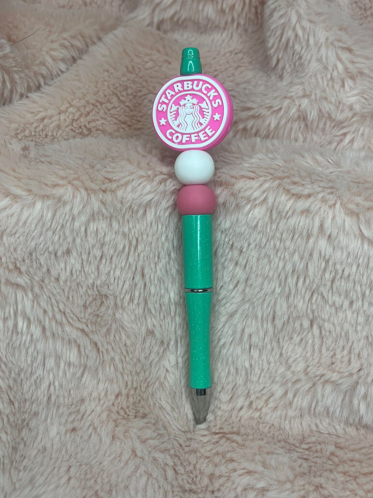 Pink Starbucks Coffee Beaded Pen