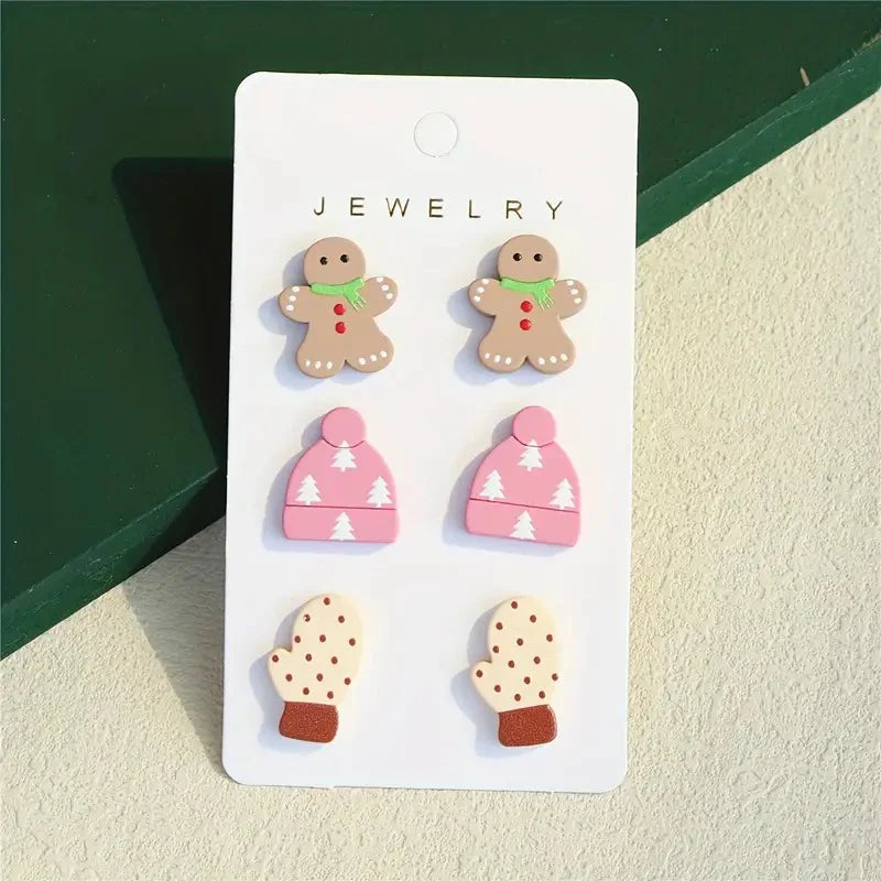 Gingerbread Pink Christmas Earring Set