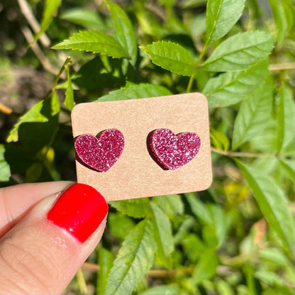 Glitter Hearts Acrylic Stud Earrings