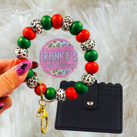 Porte-clés de bracelet léopard de Noël