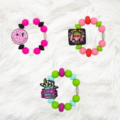 Neon Pink Smiley Face Tumbler Charm