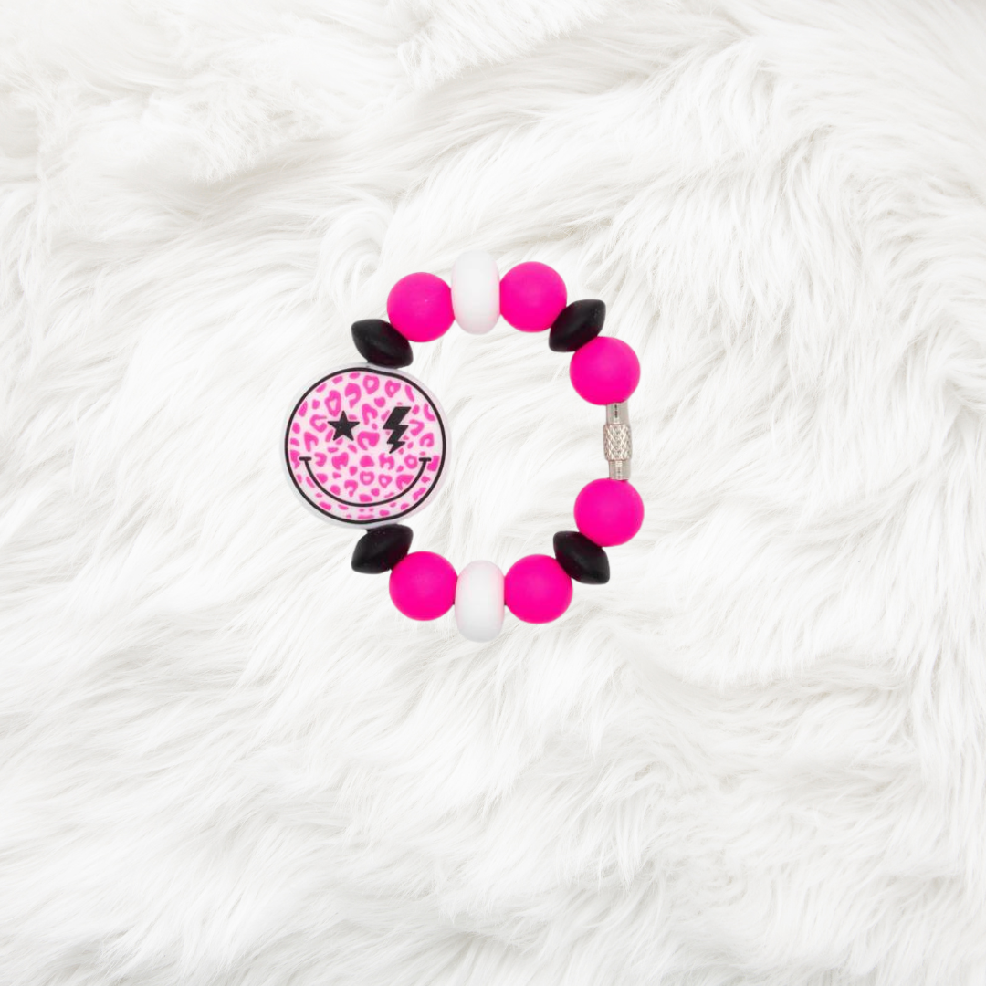 Neon Pink Smiley Face Tumbler Charm