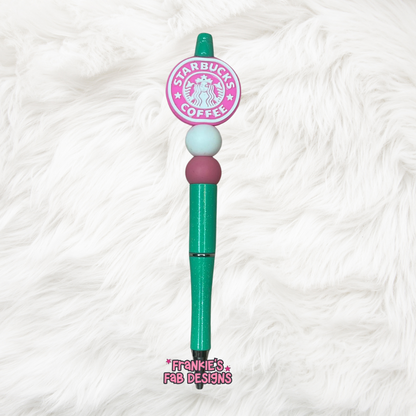 Pink Starbucks Coffee Beaded Pen