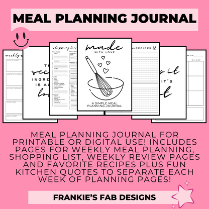 Meal Planning Digital Journal | Meal Prep Tracker