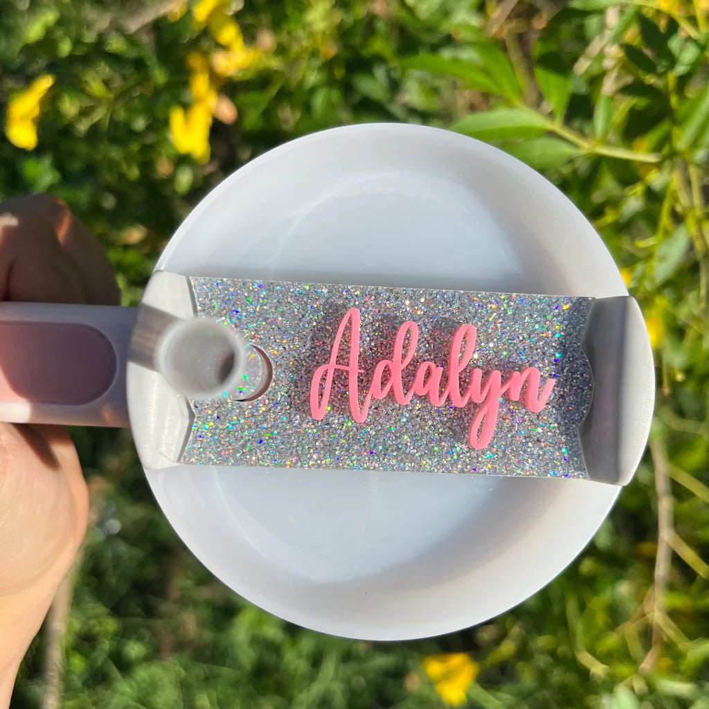 Personalized Glitter Tumbler Toppers