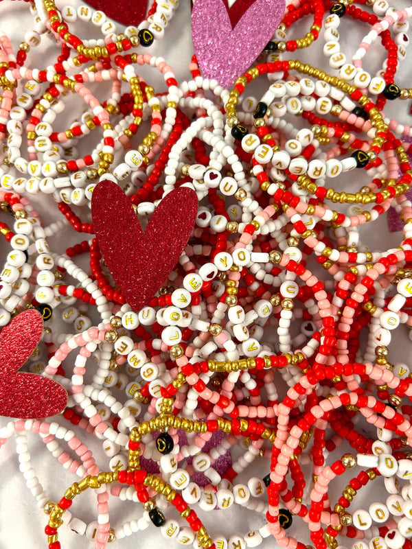 Pulseras elásticas con cuentas de San Valentín