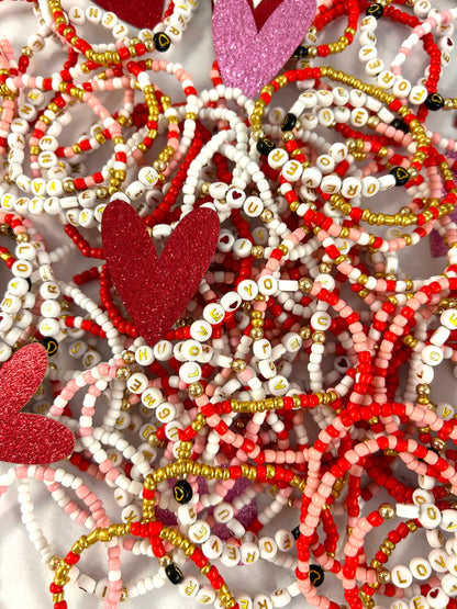 Bracelets de perles extensibles de la Saint-Valentin