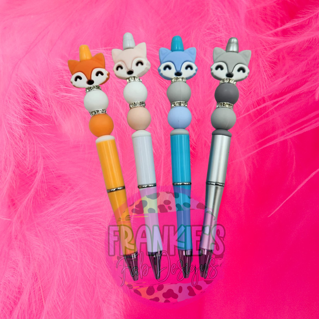 Fox Silicone Beaded Pen | Animal Beaded pen