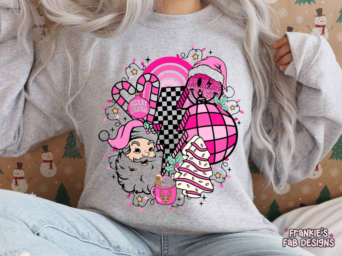 Pink Christmas Collage Sweatshirt