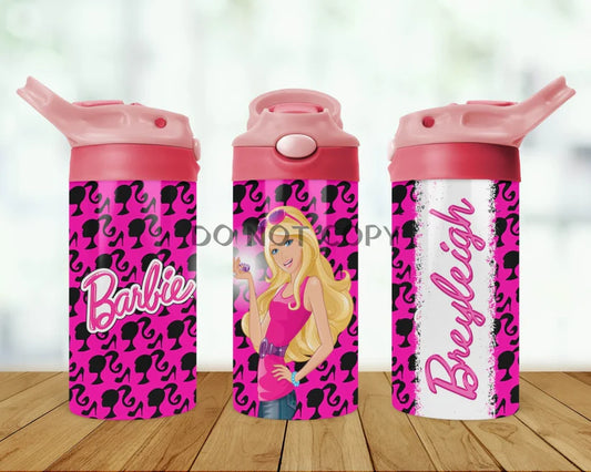 Personalized Barbie Pink Kids Water Bottle