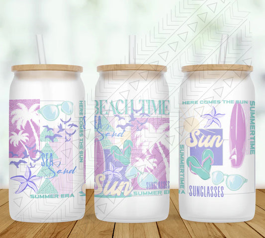 Beach Time Glass Can