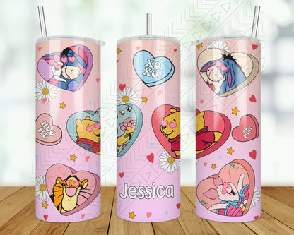 Winnie The Pooh Valentine Custom Tumbler