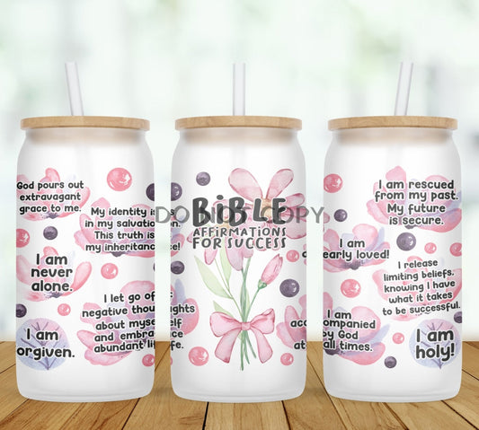 Bible Affirmations For Success Glass Can