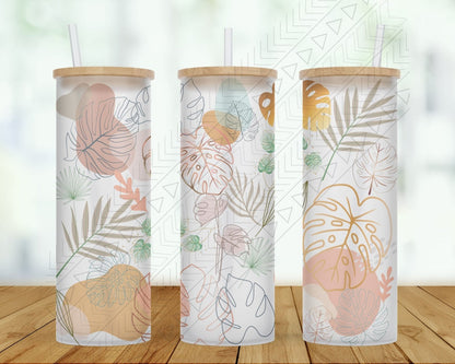 Boho Monstera Tumbler 25Oz Glass