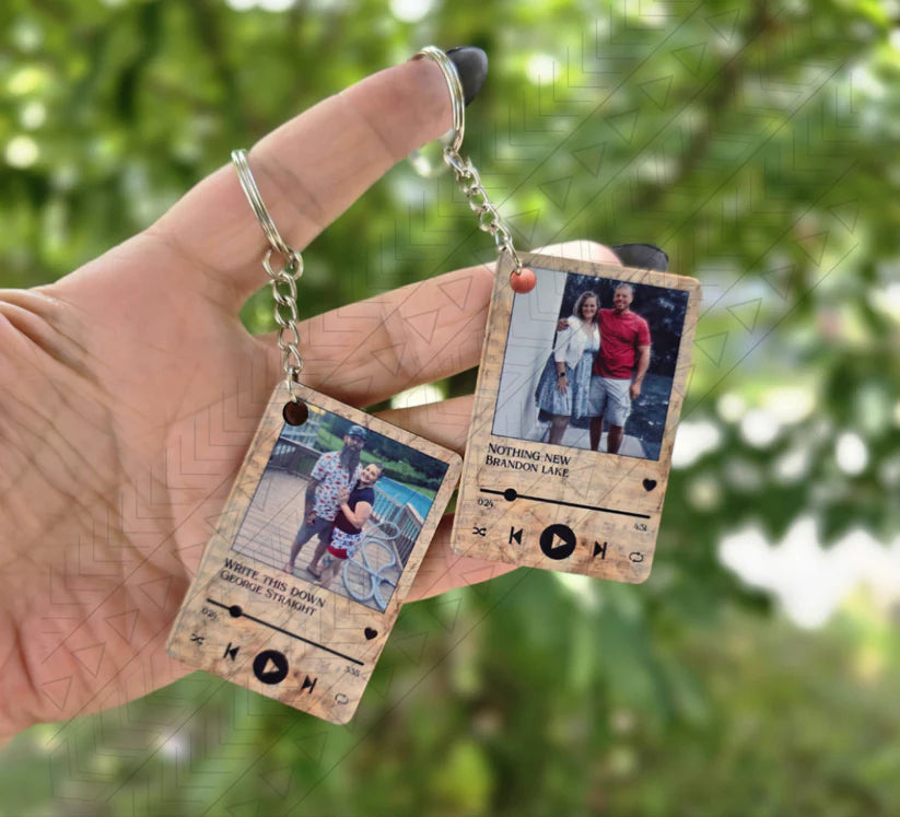 Custom Picture Keychain with favorite song scan code