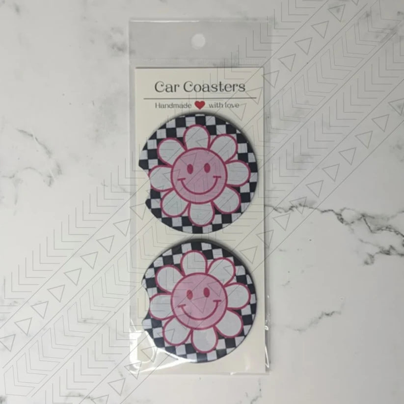 Retro Daisy Car Coasters