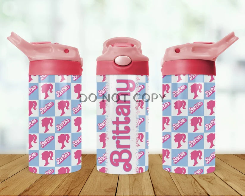 Personalized Barbie head Kids Water Bottle