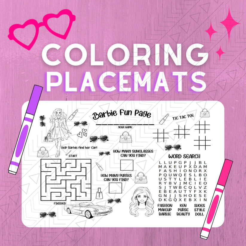 Barbie Doll Coloring Placemat