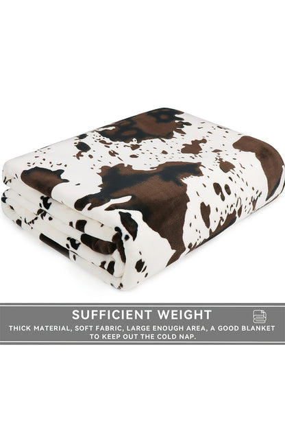 Dark Pink Cow Spot Print Flannel Blanket 75*100cm