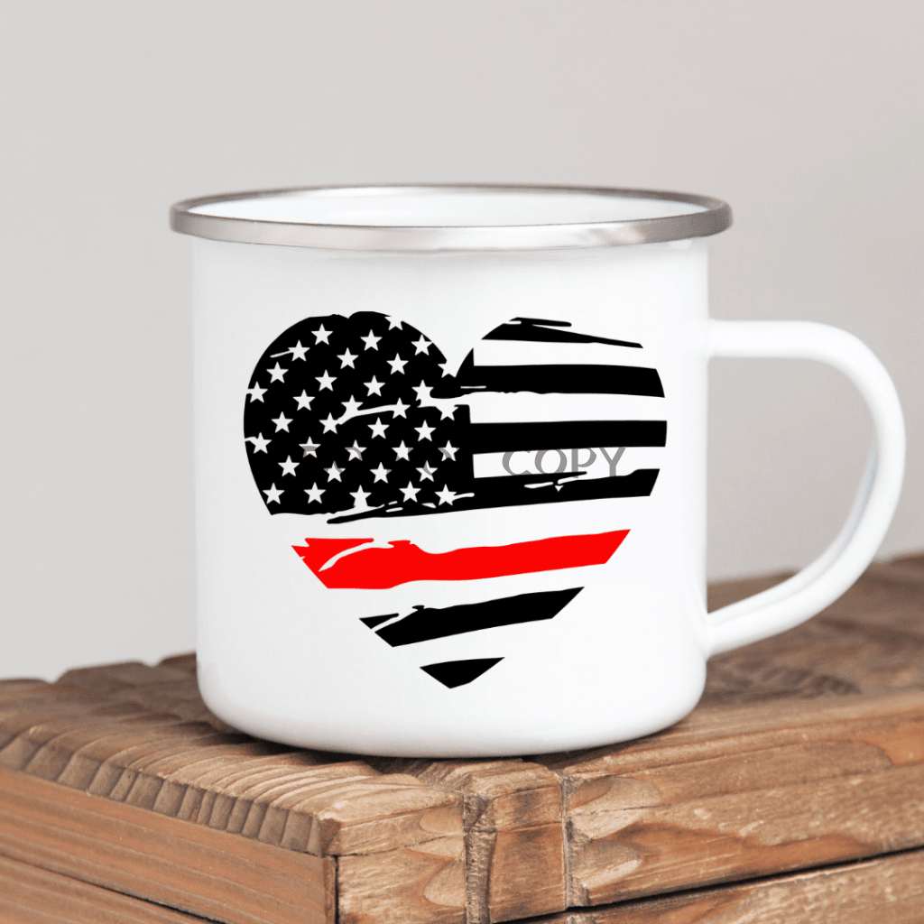 Fire Flag Heart Enamel Mug Mug