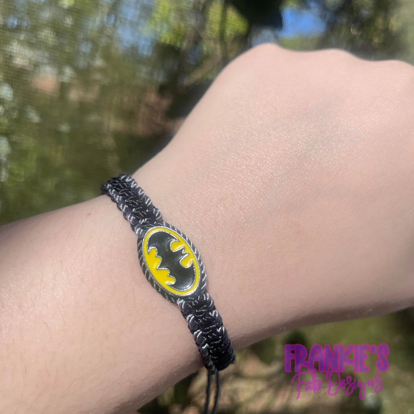 Black and grey batman braided friendship bracelet