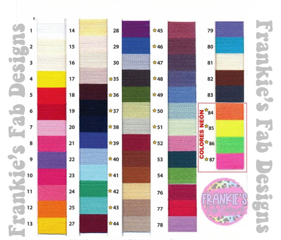 String color chart for Name Personalized Mommy and Me Personalized Bracelets