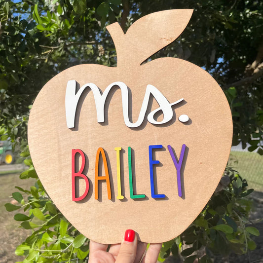 Teacher Personalized Apple Sign