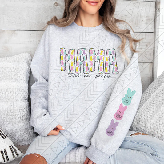 Mama Loves Her Peeps Custom Name Sweatshirt