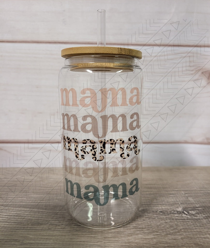 Mama Repeat Clear Glass Glass Can