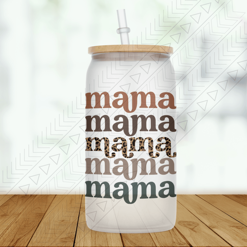 Mama Repeat Frosted Glass Glass Can