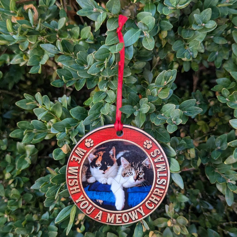 Personalized Meowy Christmas Picture Ornament