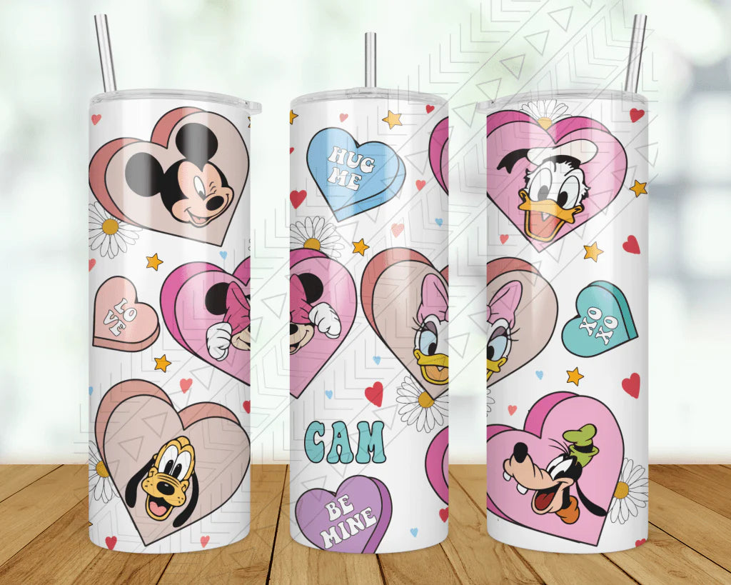 Vaso personalizado de Minnie y Mickey Valentine