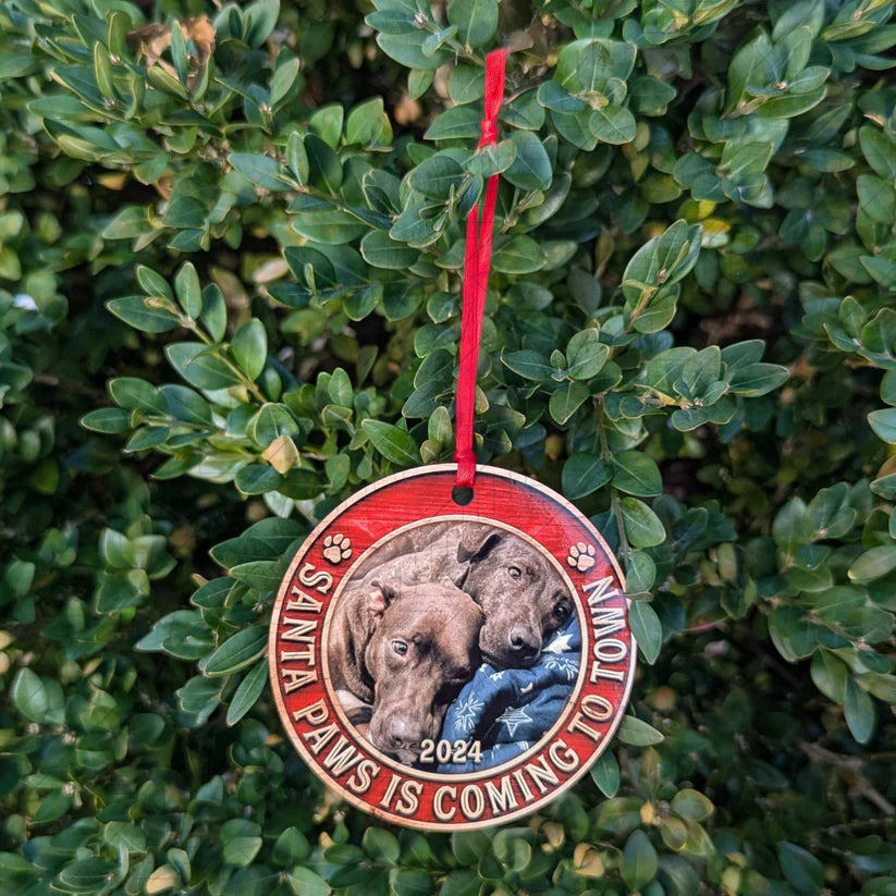 Personalized Santa Paws Picture Ornament